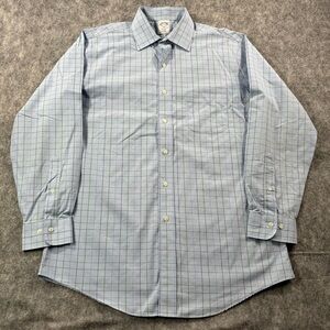 Brooks Brothers 1818 Regent Blue Window Pane Check Long Sleeve Button Down 15.5‎